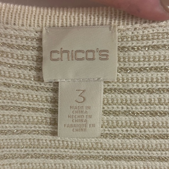 {Chico's} Ivory Knit Striped Tunic Sweater - Picture 4 of 5